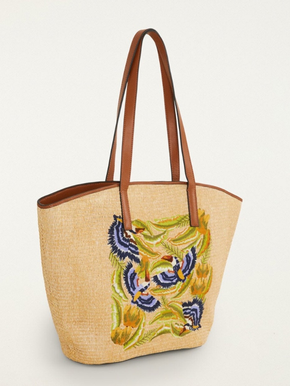 Farm Rio Raffia Basket Tote Bag Large - Picture 2 of 2